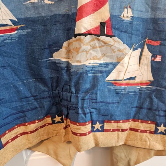 Vintage Handmade Sailing Vest Women 2X Blue Patchwork Cottage Lighthouse Ocean - Picture 7 of 9